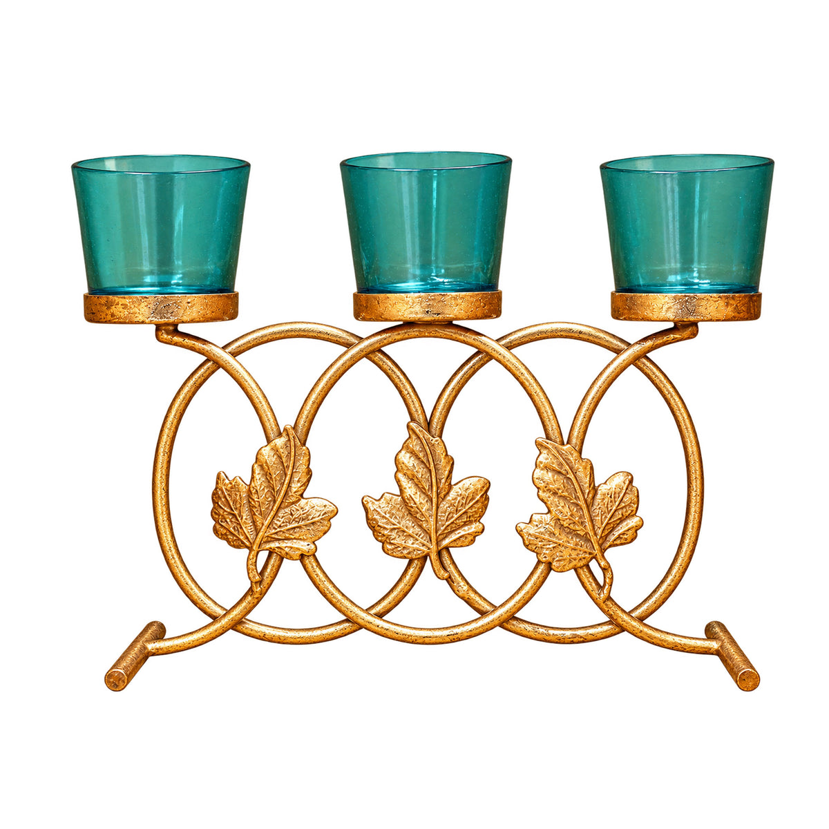 CGI Luxe Utsav Triple Votive Tea Light Gold Finish | 28.5X6.5X20 cm
