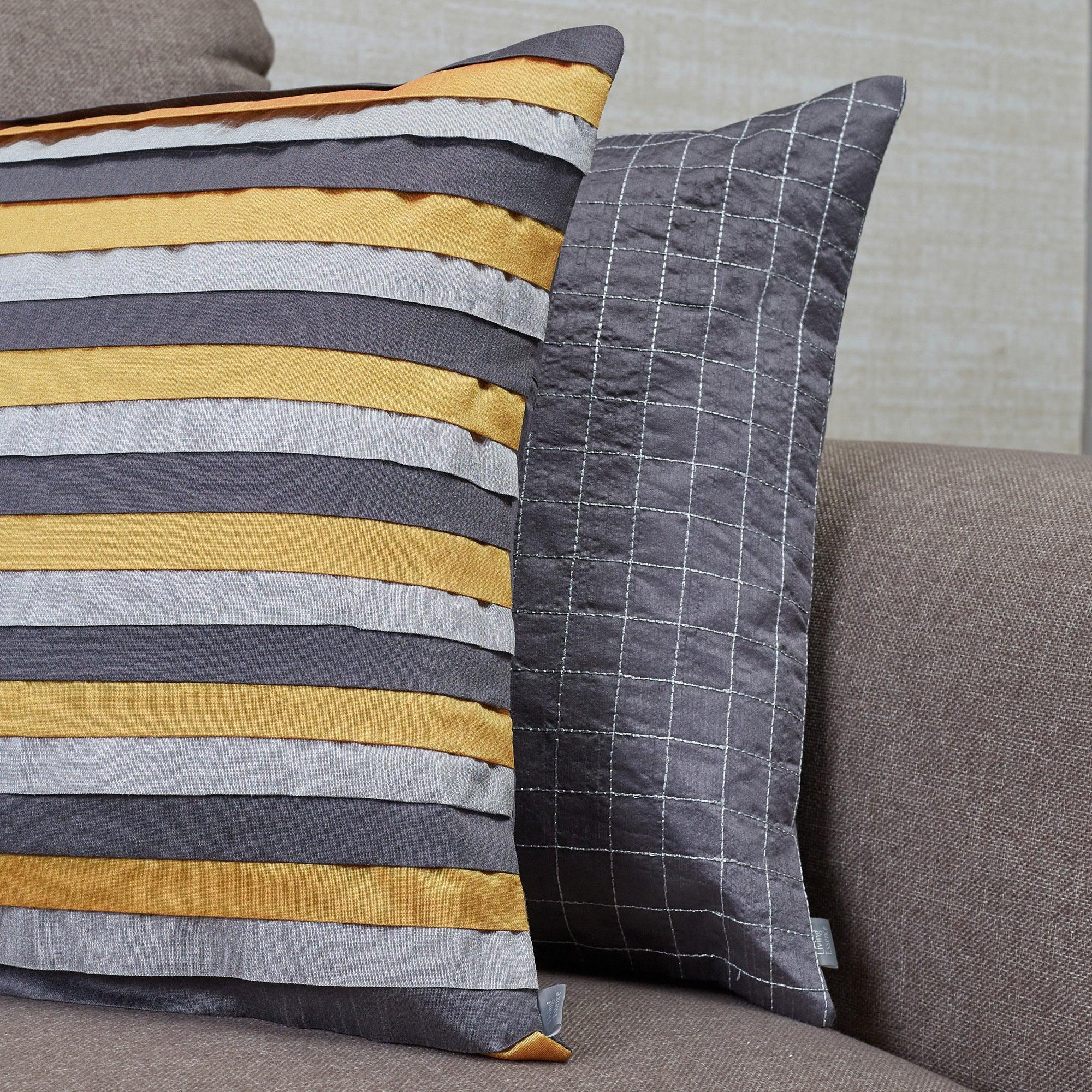 Modern Pleated Set Of 2 Cushion Cover 40x40 Cm in Charcoal Colour - HomeTown