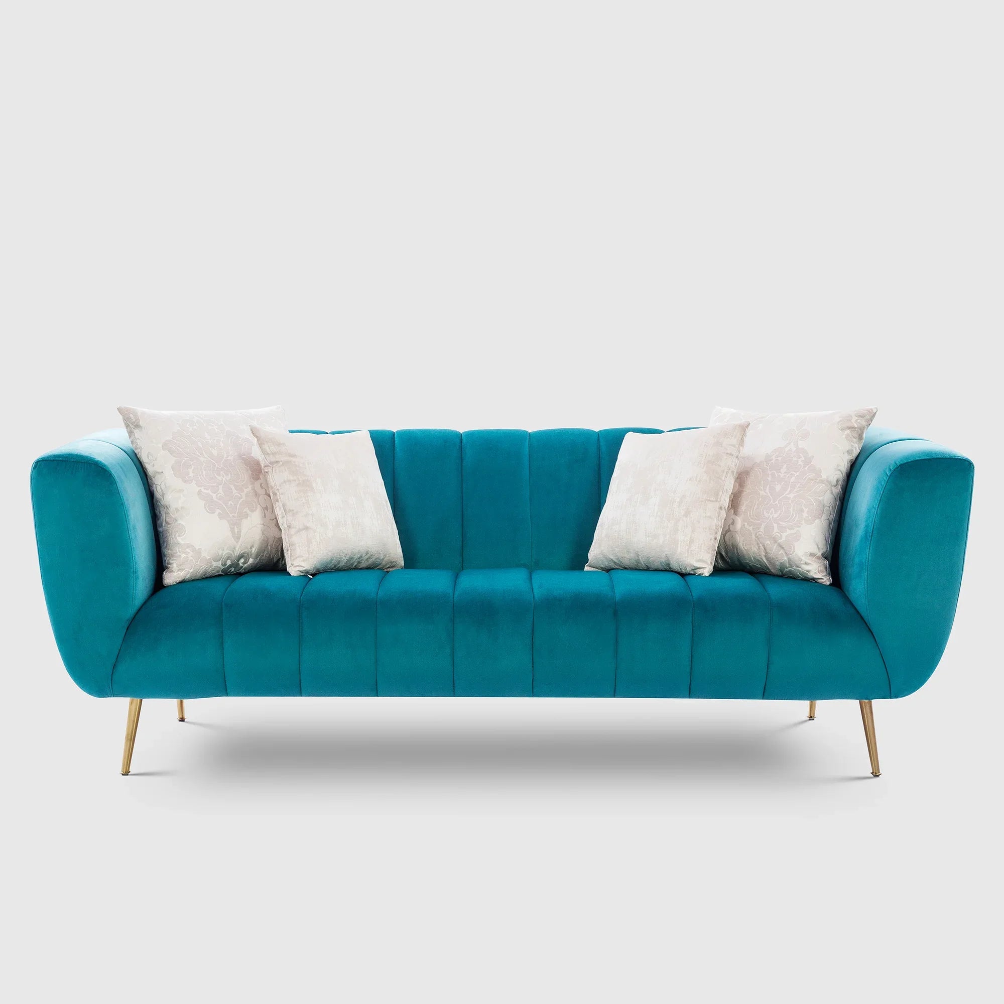 Catalina Velvet Three Seater Sofa in Teal Colour - HomeTown