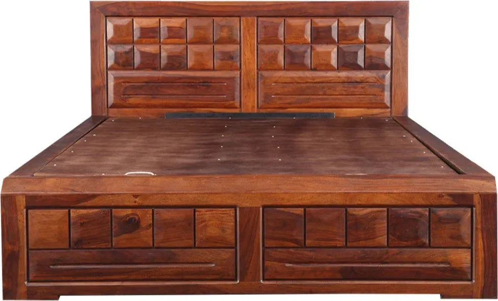 Woodrow Sheesham Wood (Rosewood) bed with storage in Honey Colour - HomeTown