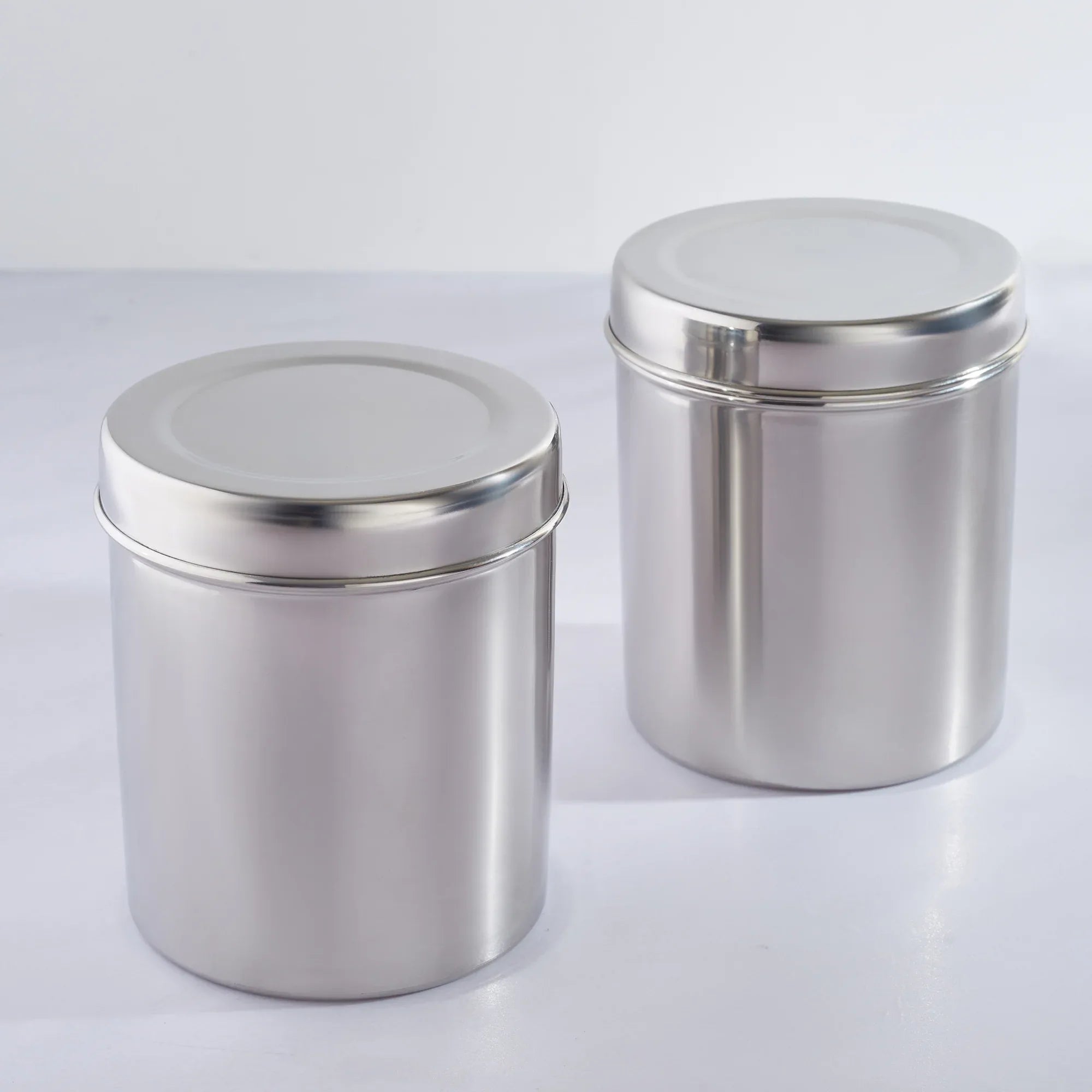Glisto Stainless Steel Container Set of 2 in Silver Colour - HomeTown