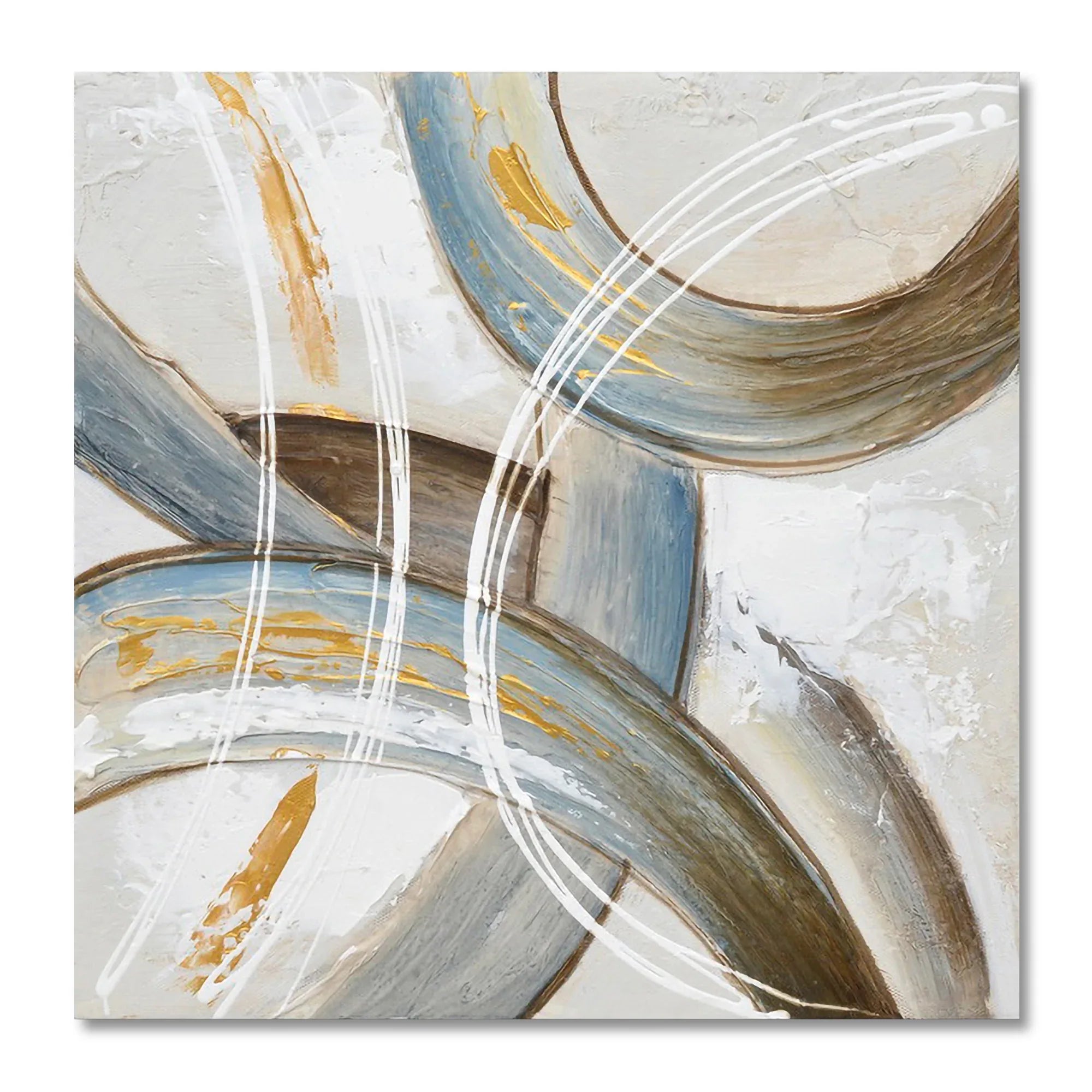 Ilona Abstract Brush Strokes Handmade Canvas Painting 30x30 Cm in Light Blue Colour - HomeTown