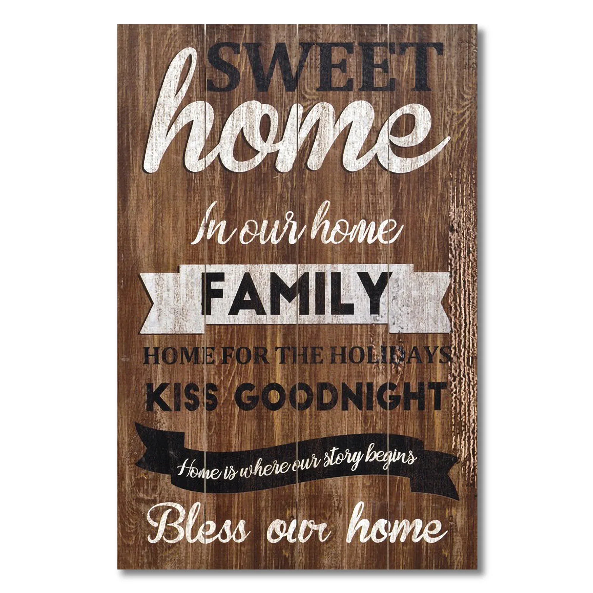 Ilona Typographical Print On Wooden Plank 40x60 Cm in Brown Colour - HomeTown