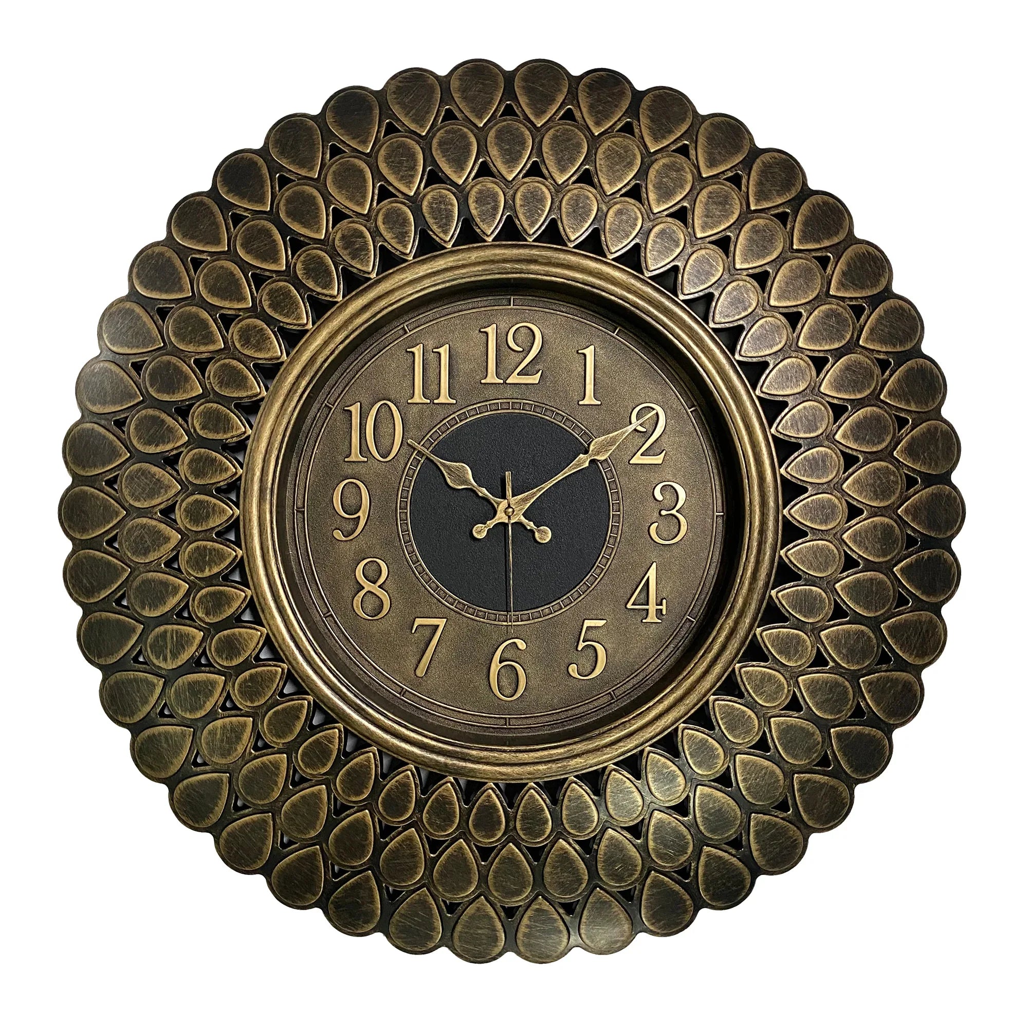 Aristo Classic Wall Clock with Antique Finish, Diameter 60cm in Gold Colour - HomeTown
