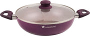 Royal Velvet Induction Bottom Non-Stick Steel Wok With Lid 26cm / 3.2 Ltr / 3mm in Purple Colour - HomeTown
