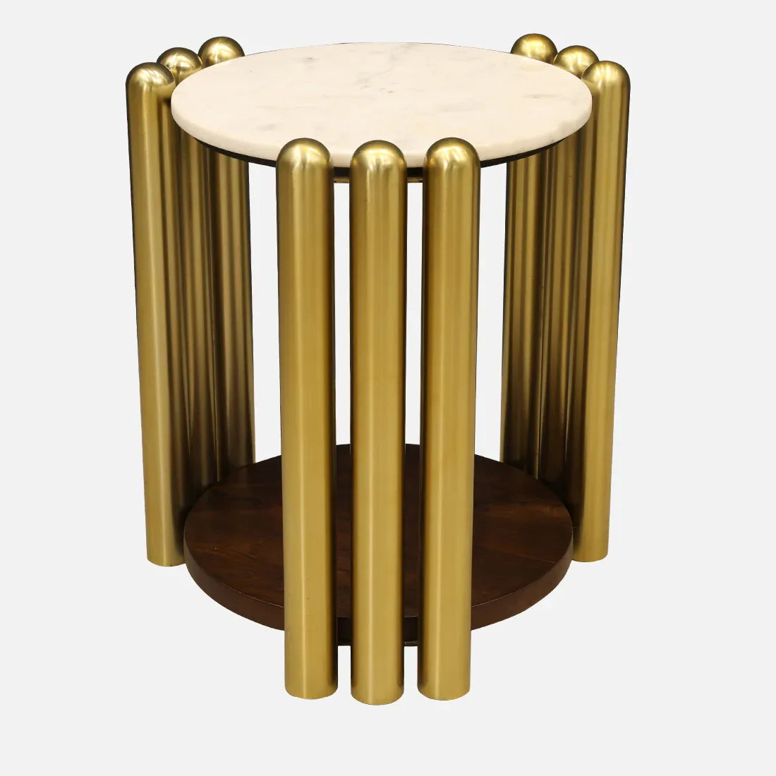 Regalia Marble Top Side Table in White & Gold Colour - HomeTown