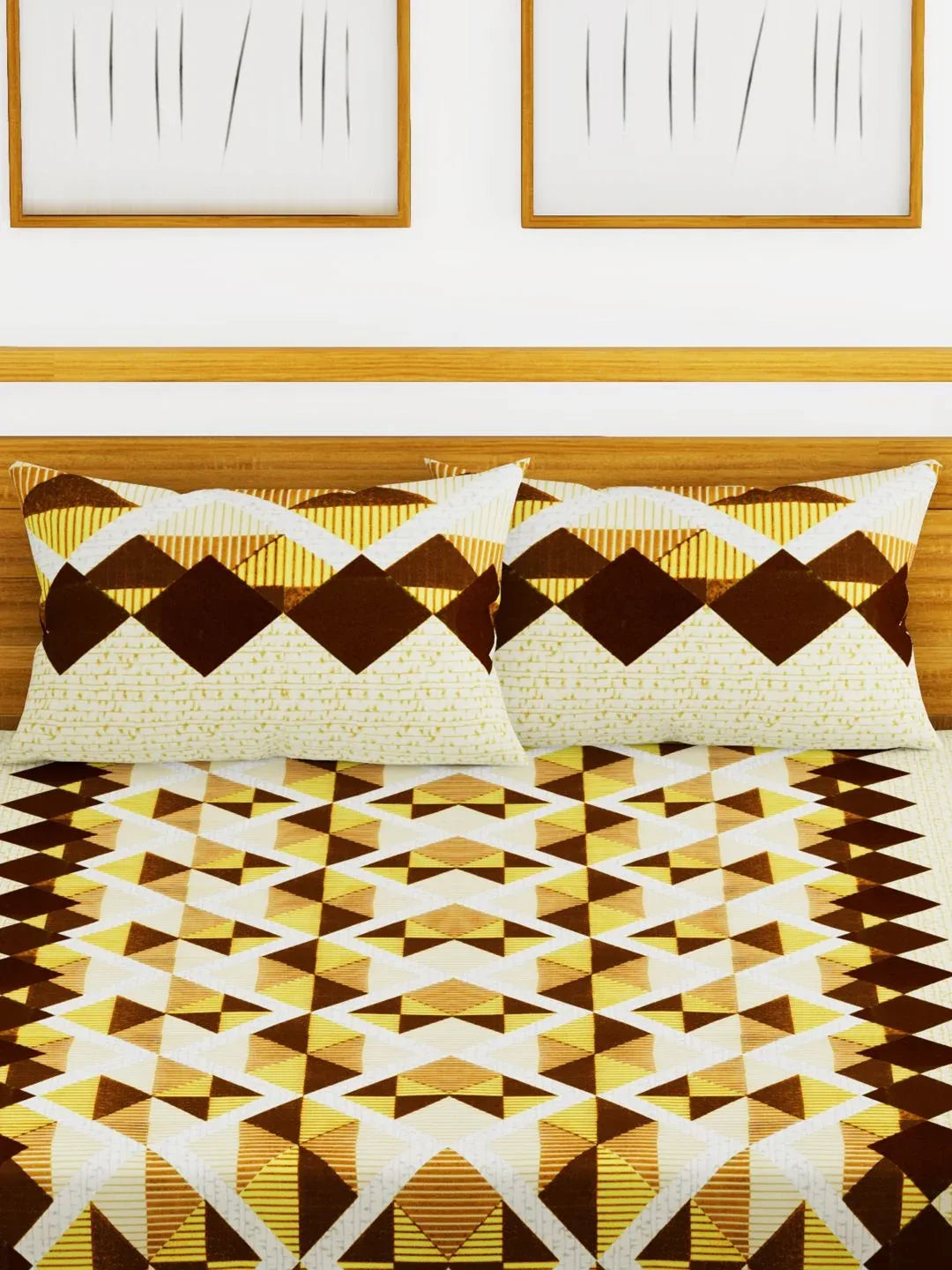 Essenza Cotton King Bed Sheet 220X254 CM in Brown Colour - HomeTown