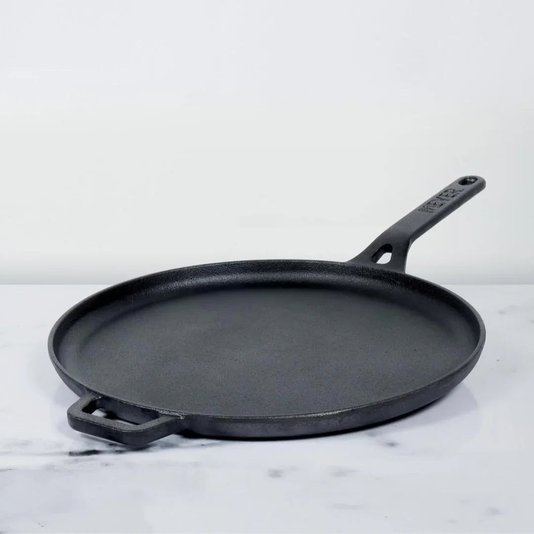 Enamel Free Cast Iron Induction Base Flat Tawa 28 Cm in Black Colour - HomeTown