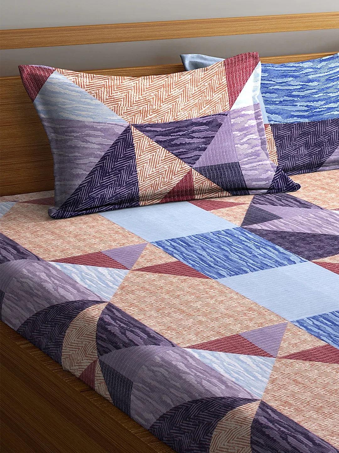 Carnival Double Bedsheet 220 x 230 CM in Blue Multi Colour - HomeTown