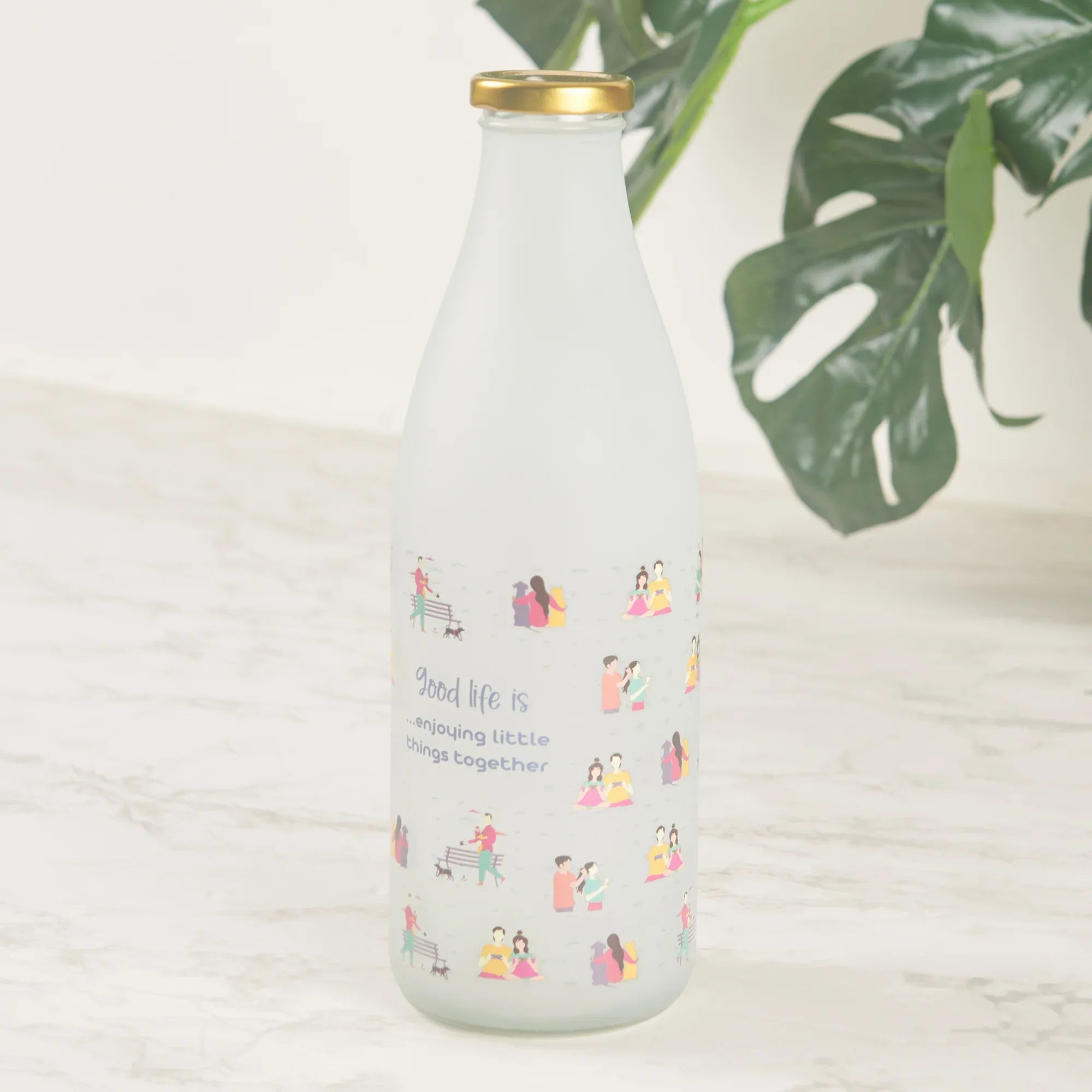 Good Life Glass Frosted Milk Bottle 1 Ltr in White Colour - HomeTown