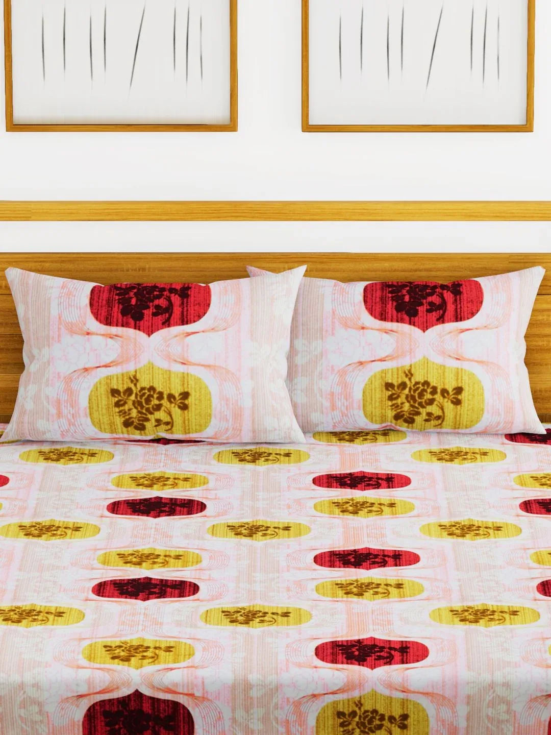 Essenza Cotton King Bed Sheet 220X254 CM in Pink Colour - HomeTown