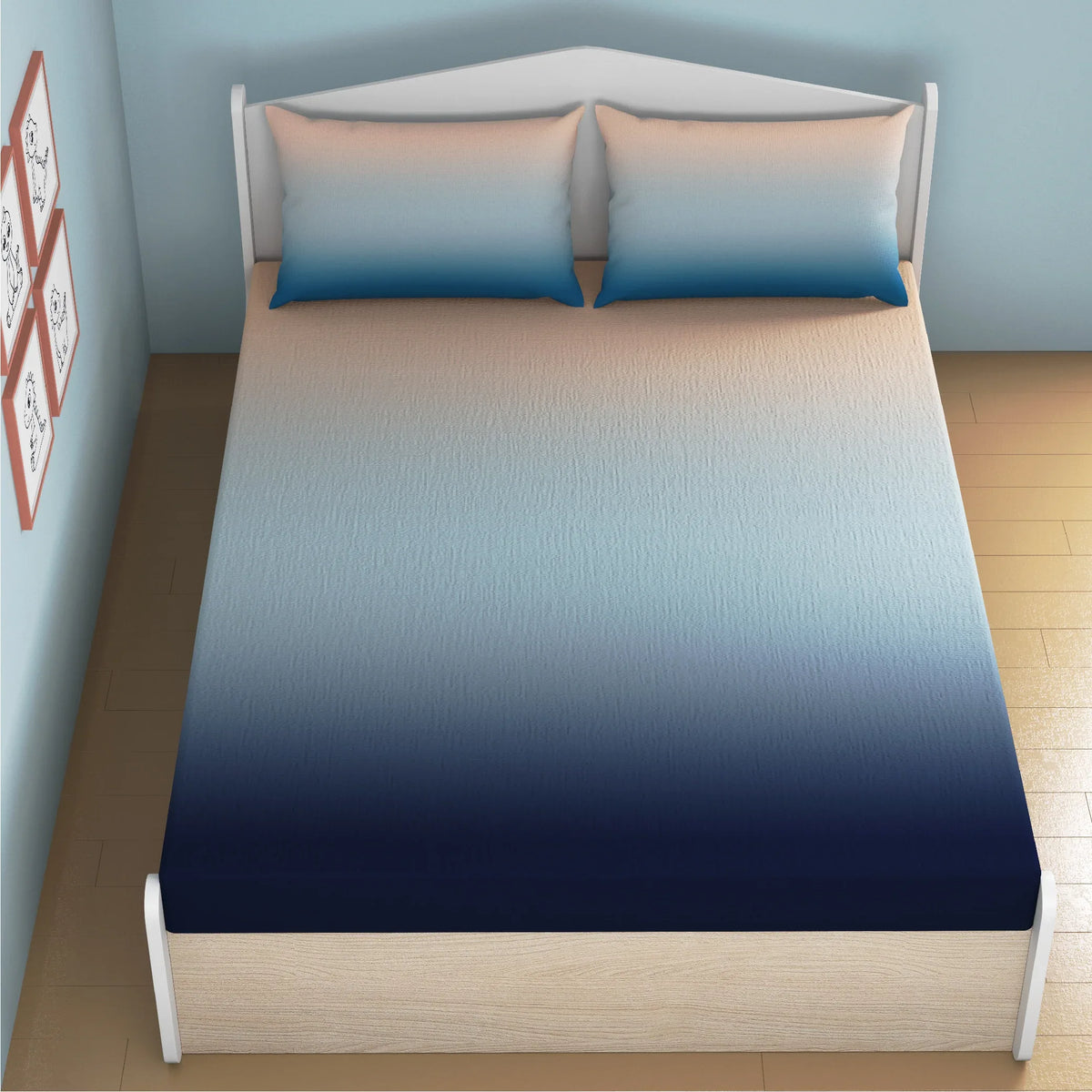 Twilight Bamboo Cotton Queen Fitted Bedsheet in Twilight Toned Colour - HomeTown