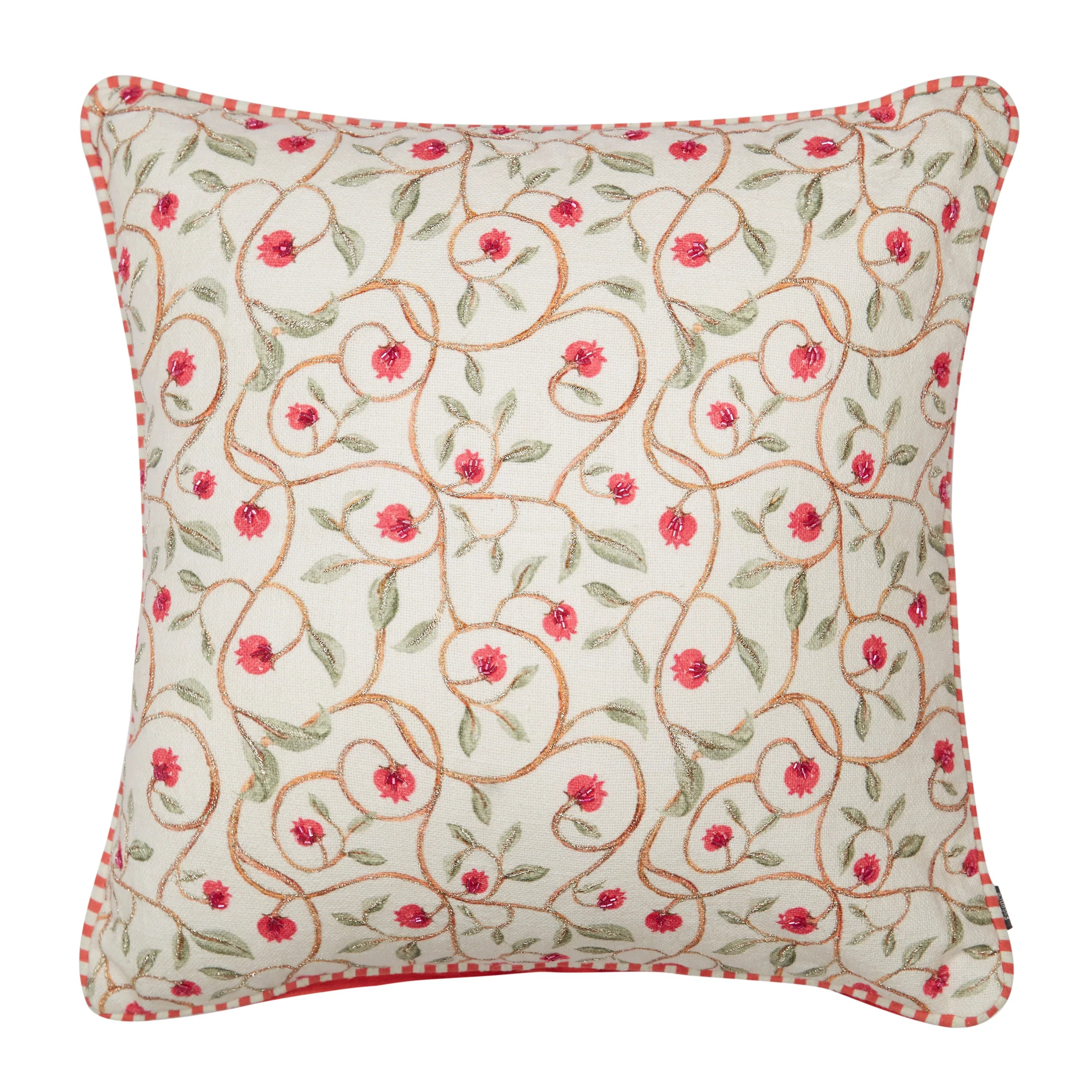 Indian Botanical Cotton Cushion Cover 40x40 cm in Multi Pink Colour - HomeTown
