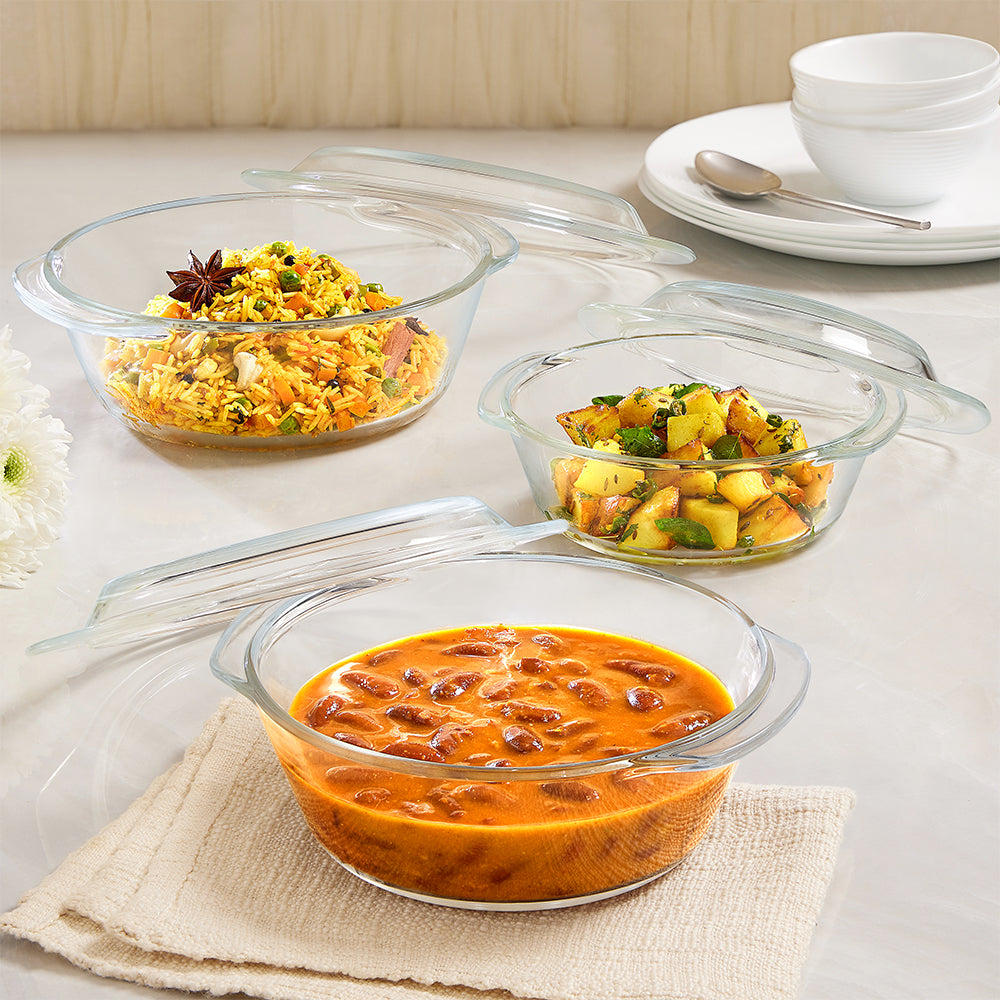 Borosil Round Casserole with Lid 1litre