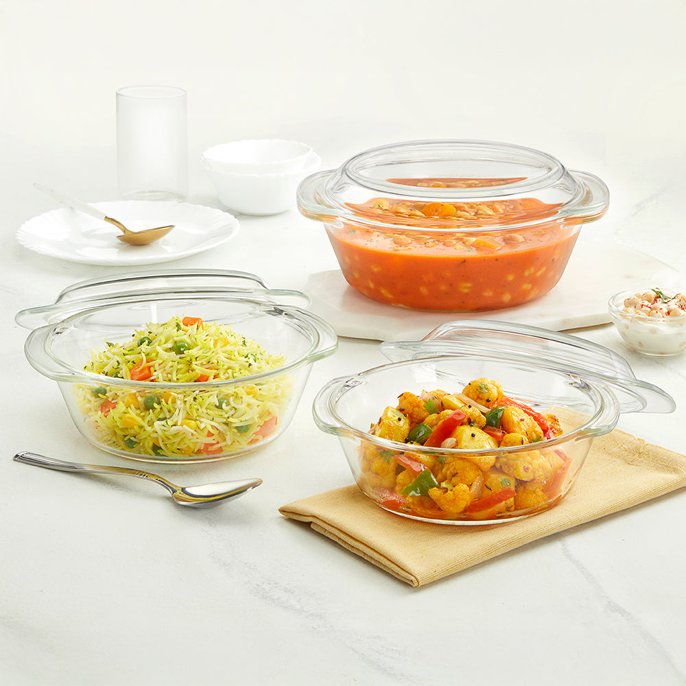 BOROSIL ROUND CASSEROLE WITH LID 1LITRE