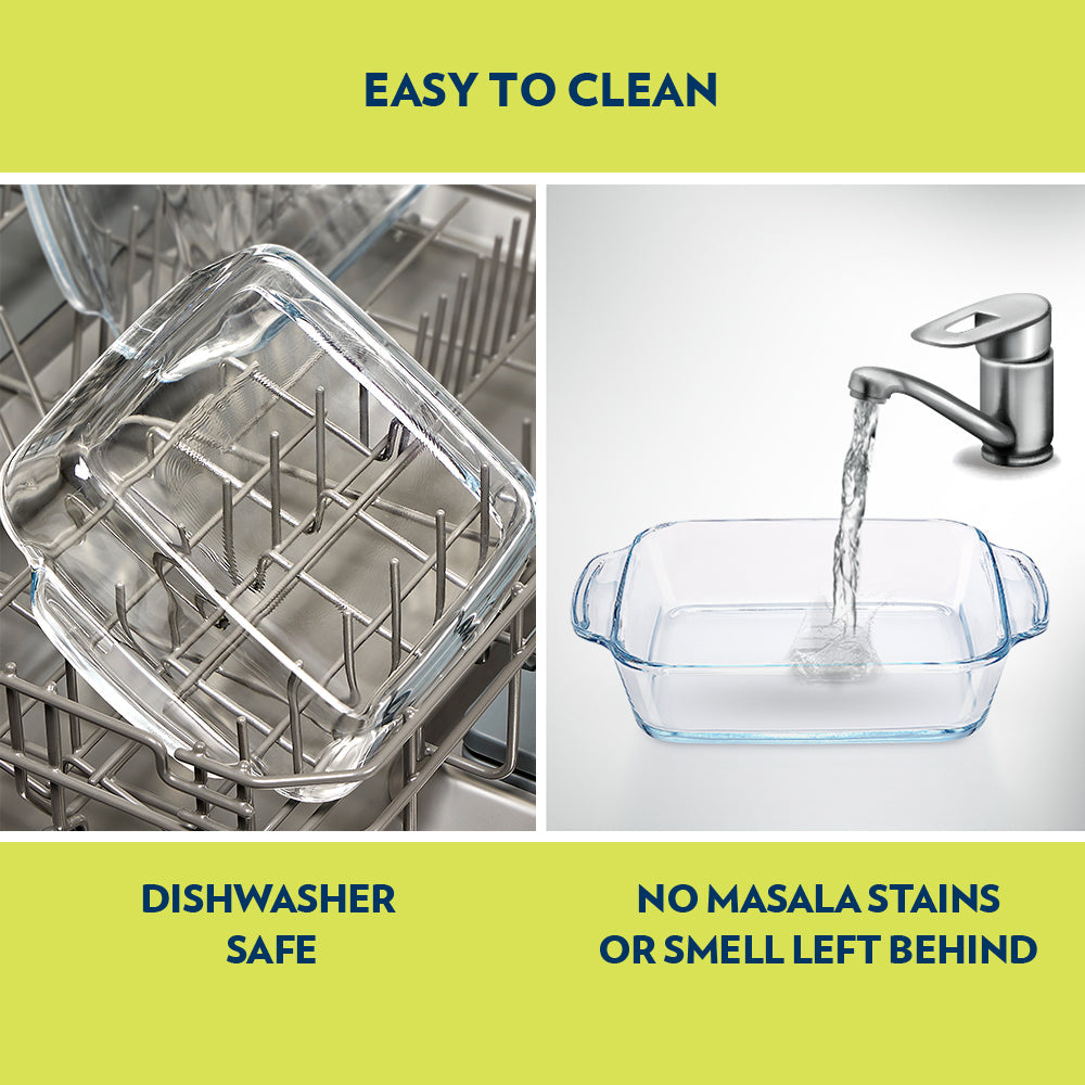BOROSIL GLASS SQAURE BAKING DISH WITHOUT PLASTIC LID 1.6 LITRE