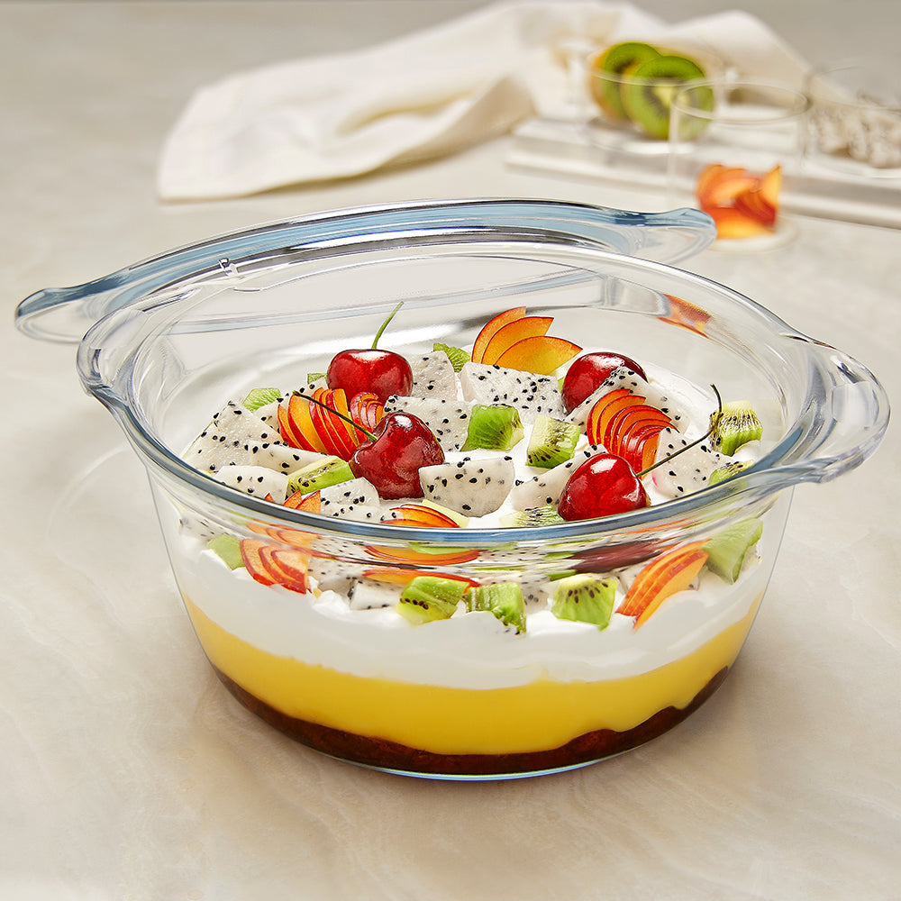 BOROSIL DEEP ROUND CASSEROLE WITH FLAT LID 2.5 L