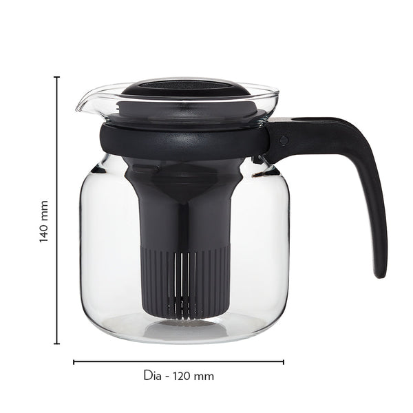Borosil Carafe Strainer in Lid Black 1 Litre dimensions