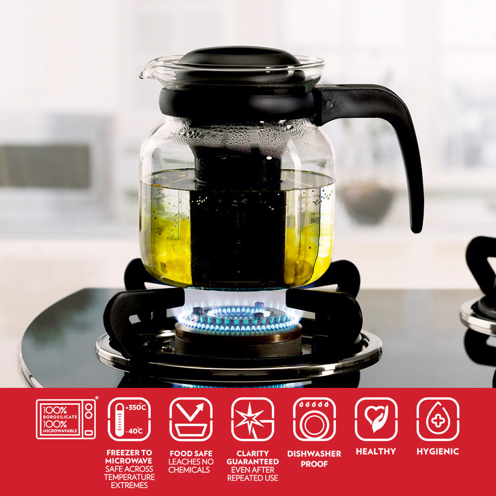 BOROSIL CARAFE  STRAINER IN LID BLACK 1 LITRE