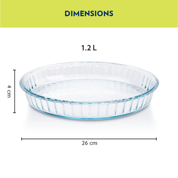 Borosil Fluted Glass Baking Dish 1.2 Litre dimensions