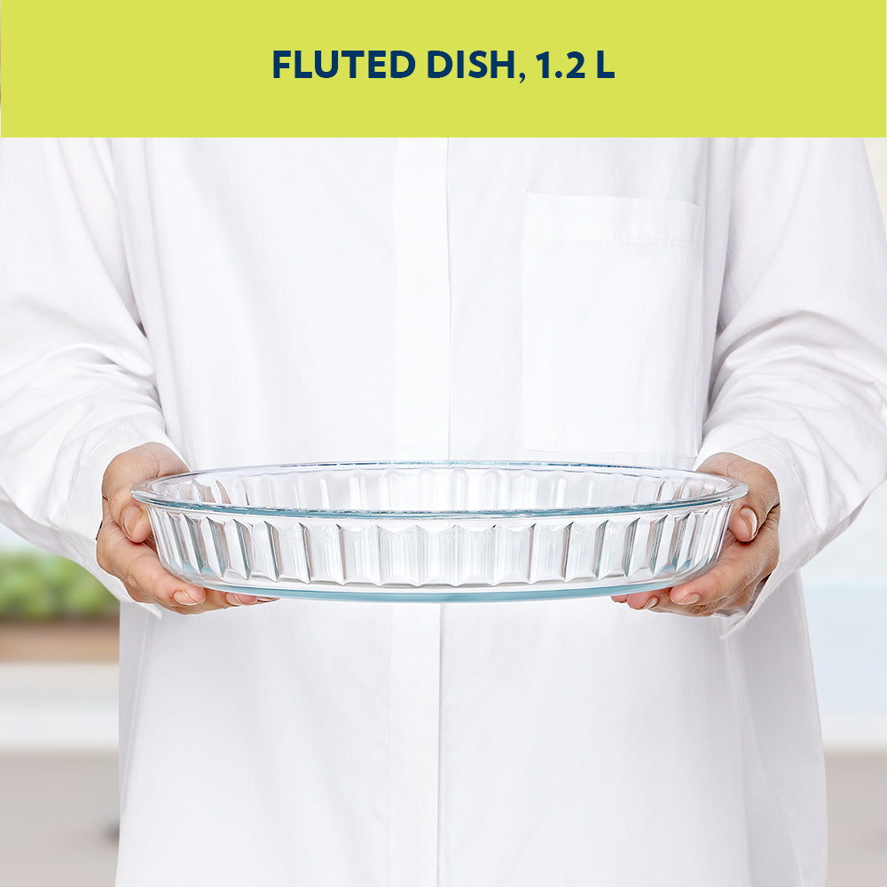 BOROSIL FLUTED GLASS BAKING DISH 1.2 LITRE