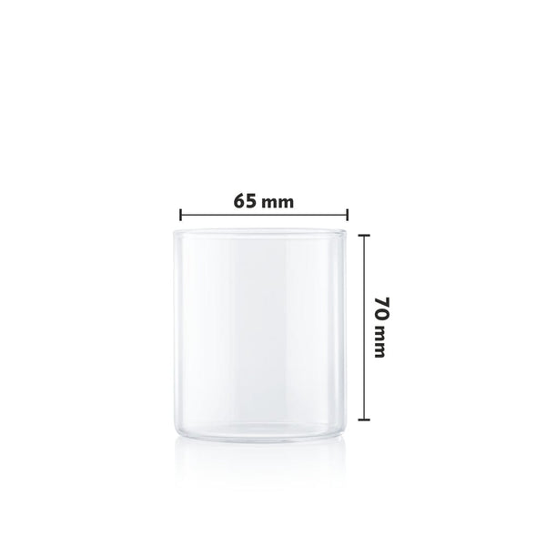 Borosil Vision Glass Squat 295ml | 6pcs Set dimensions