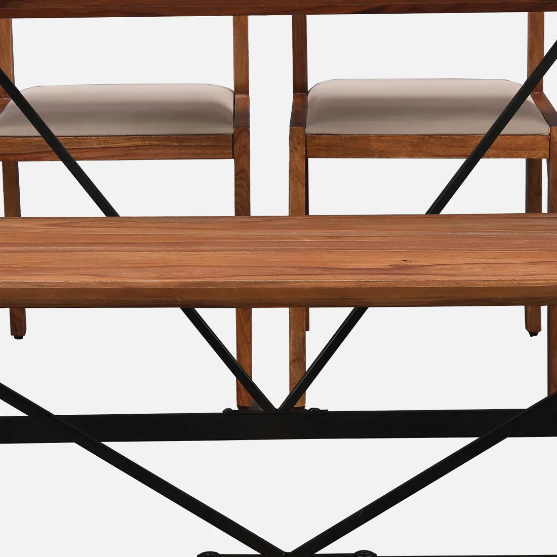 Axel Solidwood Six Seater Dining Set With Bench in Natural Sheesham Colour - HomeTown