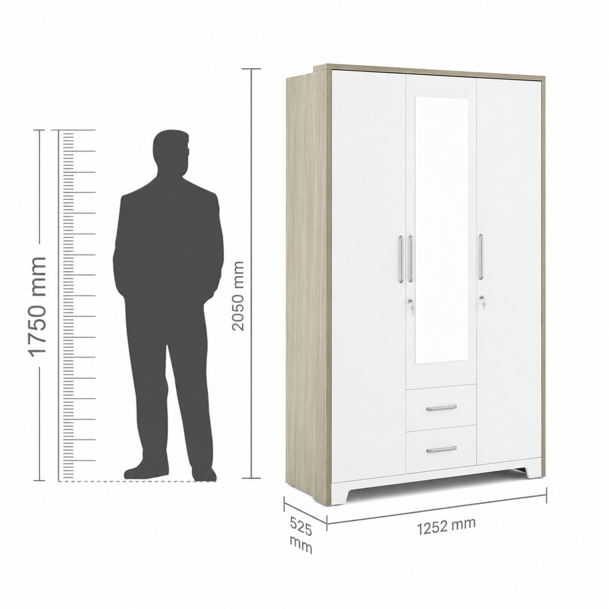 Ambra Nx 3 Door Wardrobe With Mirror