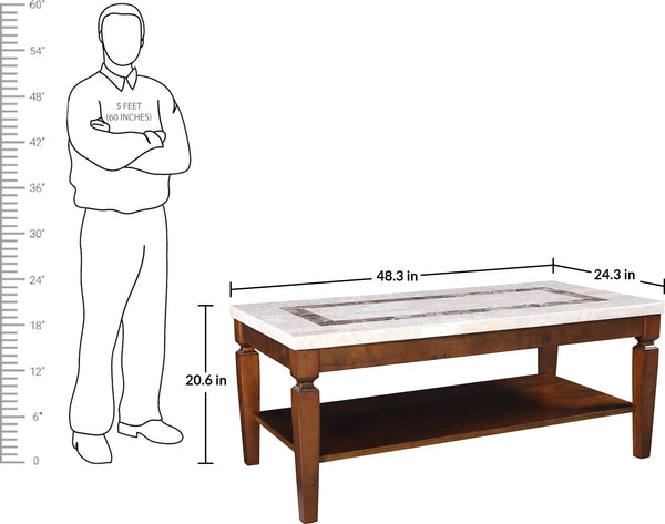 Bliss Marble Top Center Table in Beige Colour dimensions
