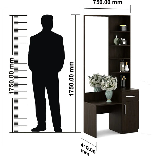 Magnum Dresser with Mirror in Urban Walnut Colour dimensions