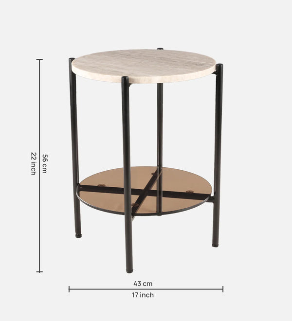 Clara Marble Top Side Table in Brown Colour dimensions