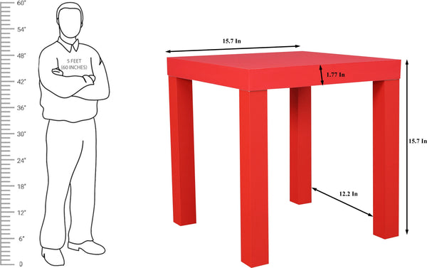 Larix Engineered Wood Side Table in Red Colour dimensions