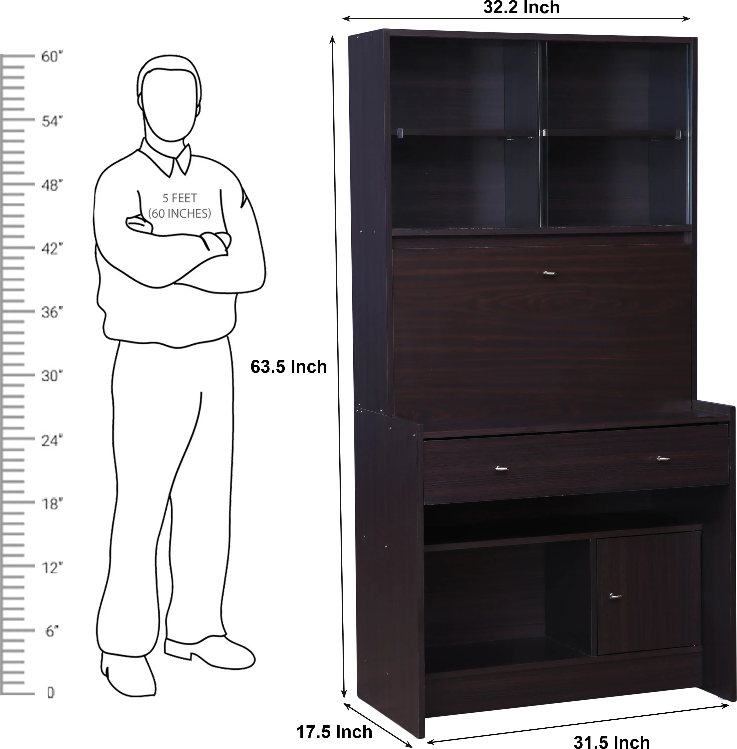 Rhombus Study Table Study Table in Wenge Colour - HomeTown