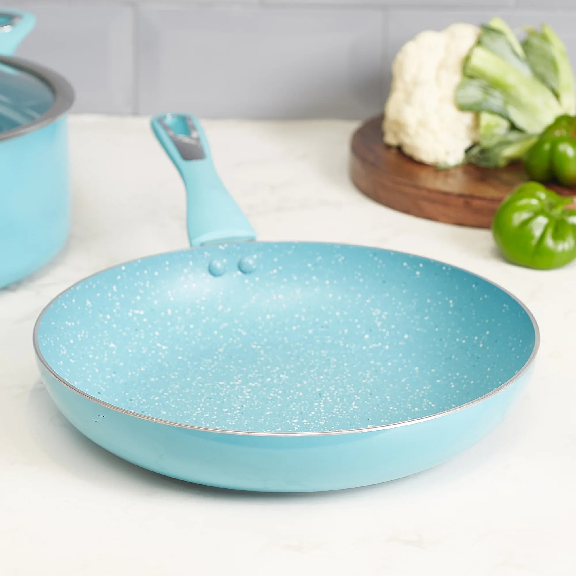 MasterCook+ 100% Virgin Aluminium Non-Stick Fry Pan 24cm in Teal Colour - HomeTown