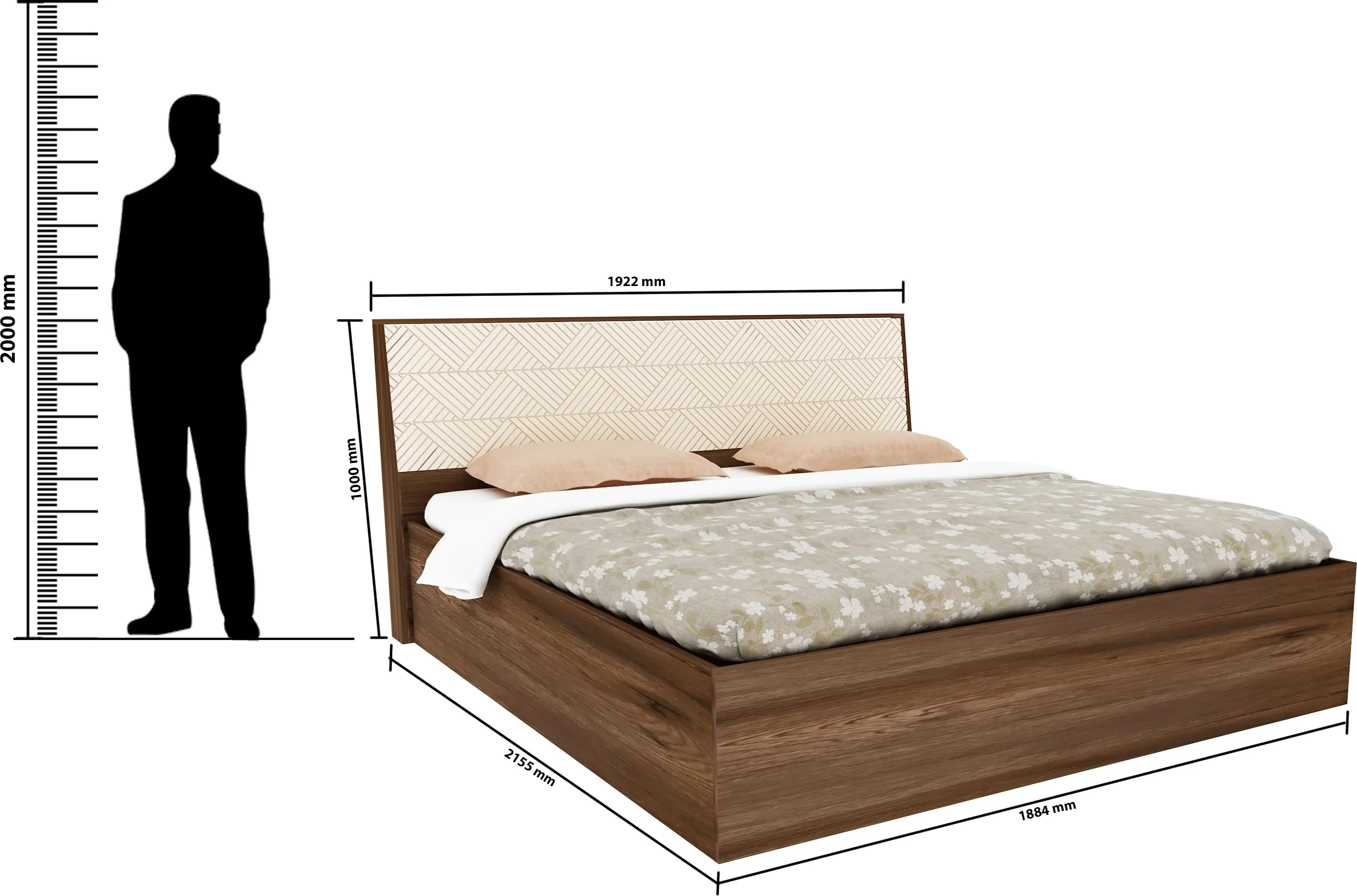 Saville King Size Bed with Hydraulic Storage in Dark Vogue Colour - HomeTown