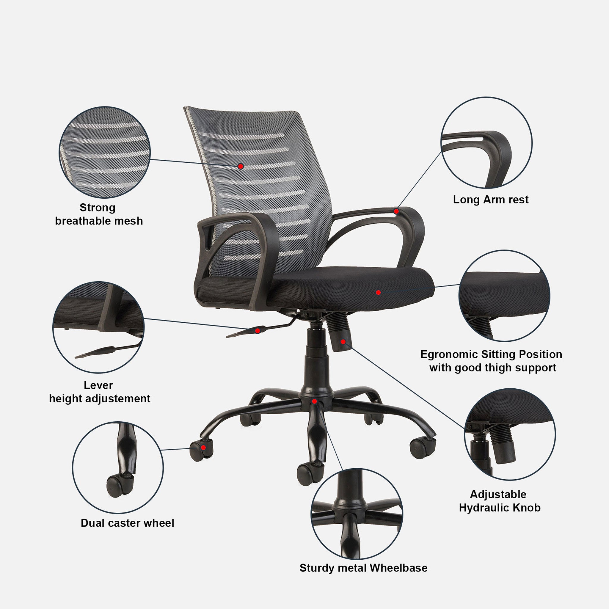 Flexseat Office Chair Grey & Black
