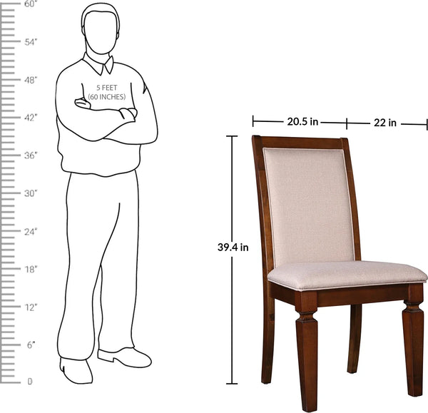 Bliss Solidwood Dining Chair Set of 2 in Beige Colour dimensions