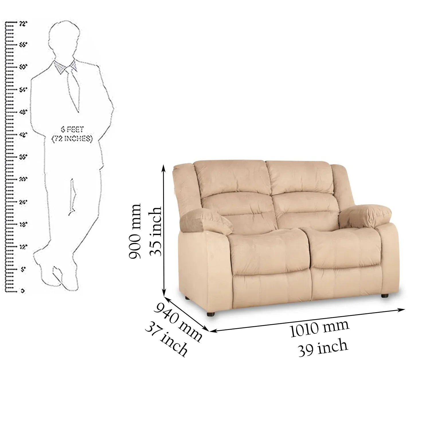 Bradford Fabric Two Seater Sofa in Beige Colour - HomeTown