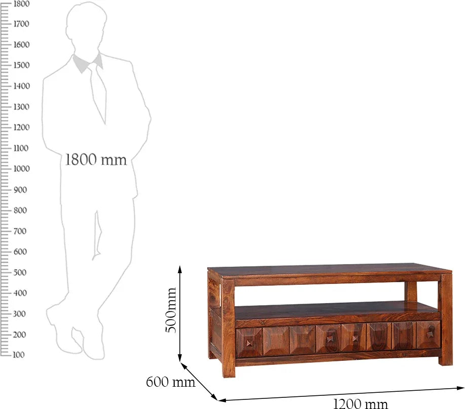 Woodrow Sheesham Wood(Rosewood) Center Table in Honey Colour - HomeTown
