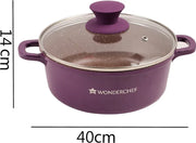 Granite Die Cast Non-Stick Steel Casserole 6 Pcs Set in Purple Colour - HomeTown