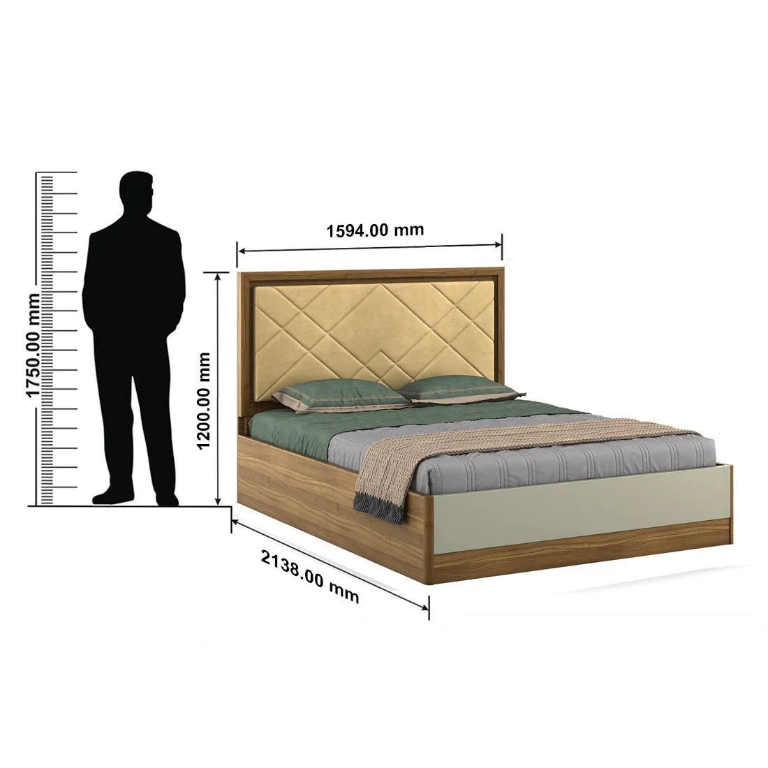 Petra Queen Bed With Box Storage in Walnut Colour - HomeTown