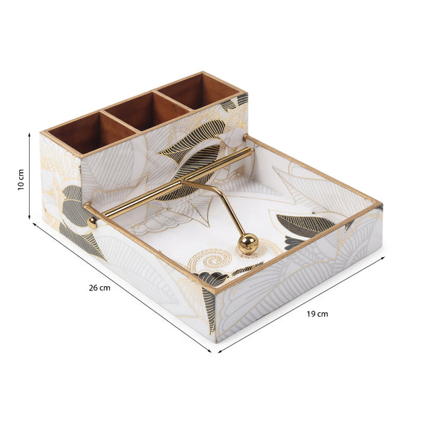 De Massion Ivory Noir Bloom Cutlery and Tissue Holder dimensions