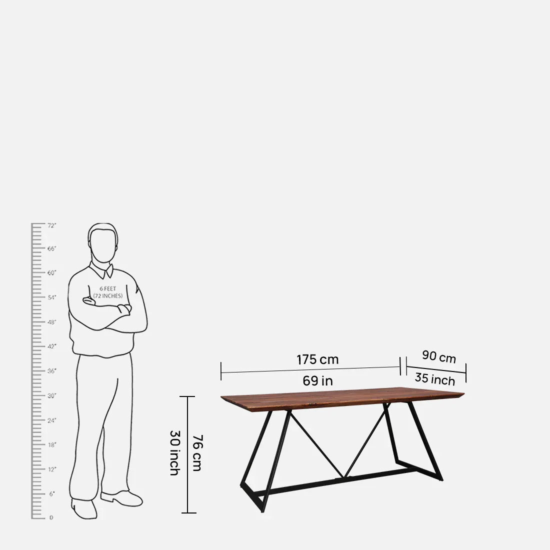 Axel Solidwood Six Seater Dining Set With Bench in Natural Sheesham Colour - HomeTown