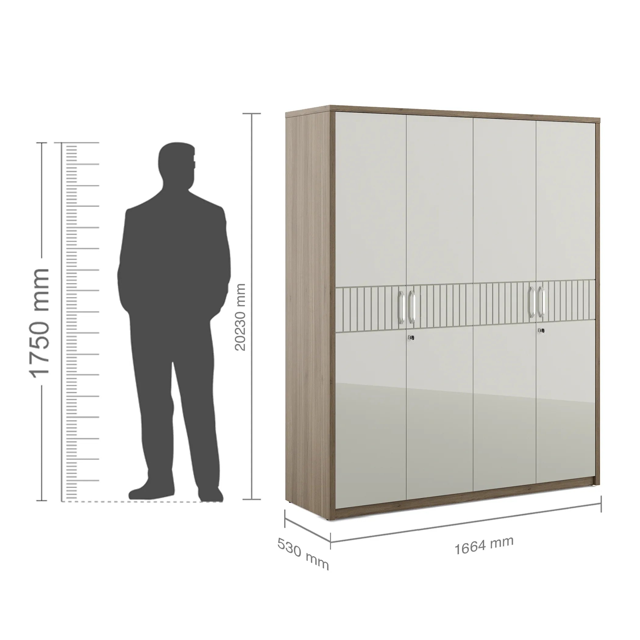 Cascade Four Door Wardrobe in Lyon walnut Colour - HomeTown