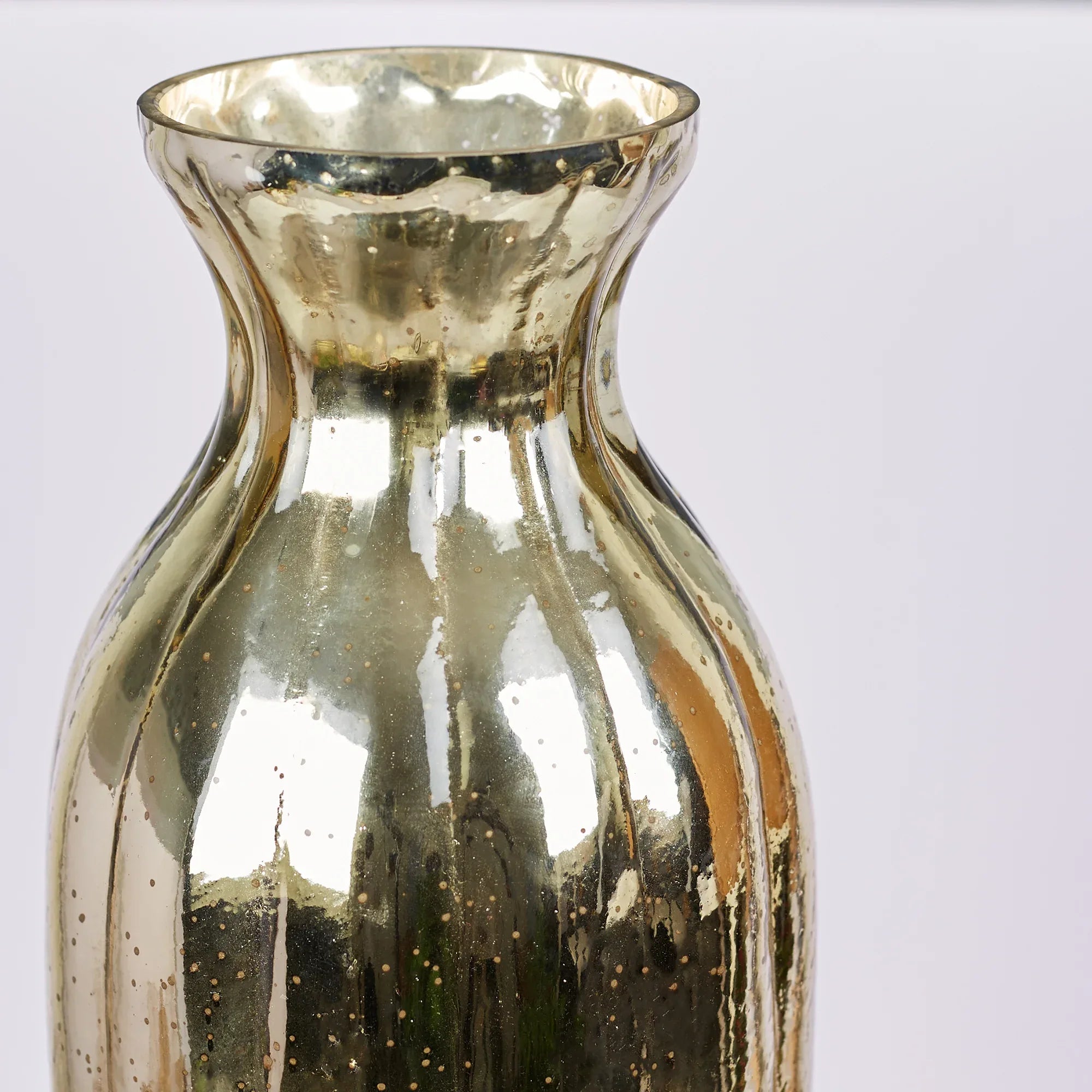 Phiona Glass Tall Fluted Handcrafted Mercury Vase 54 Cm in Gold Colour - HomeTown