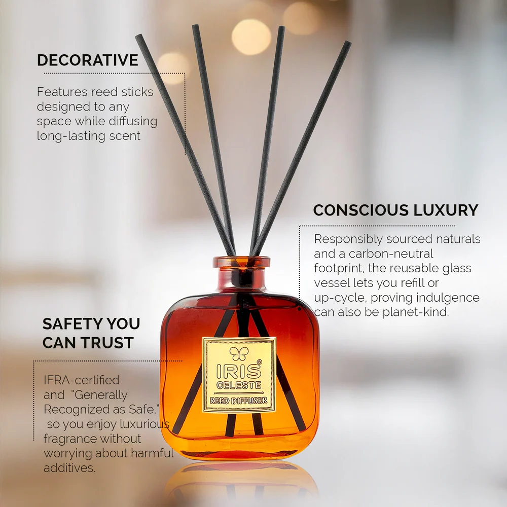 Iris Celeste Reed Diffuser Set in Navy Blue - Best Essential Oil Diffuser