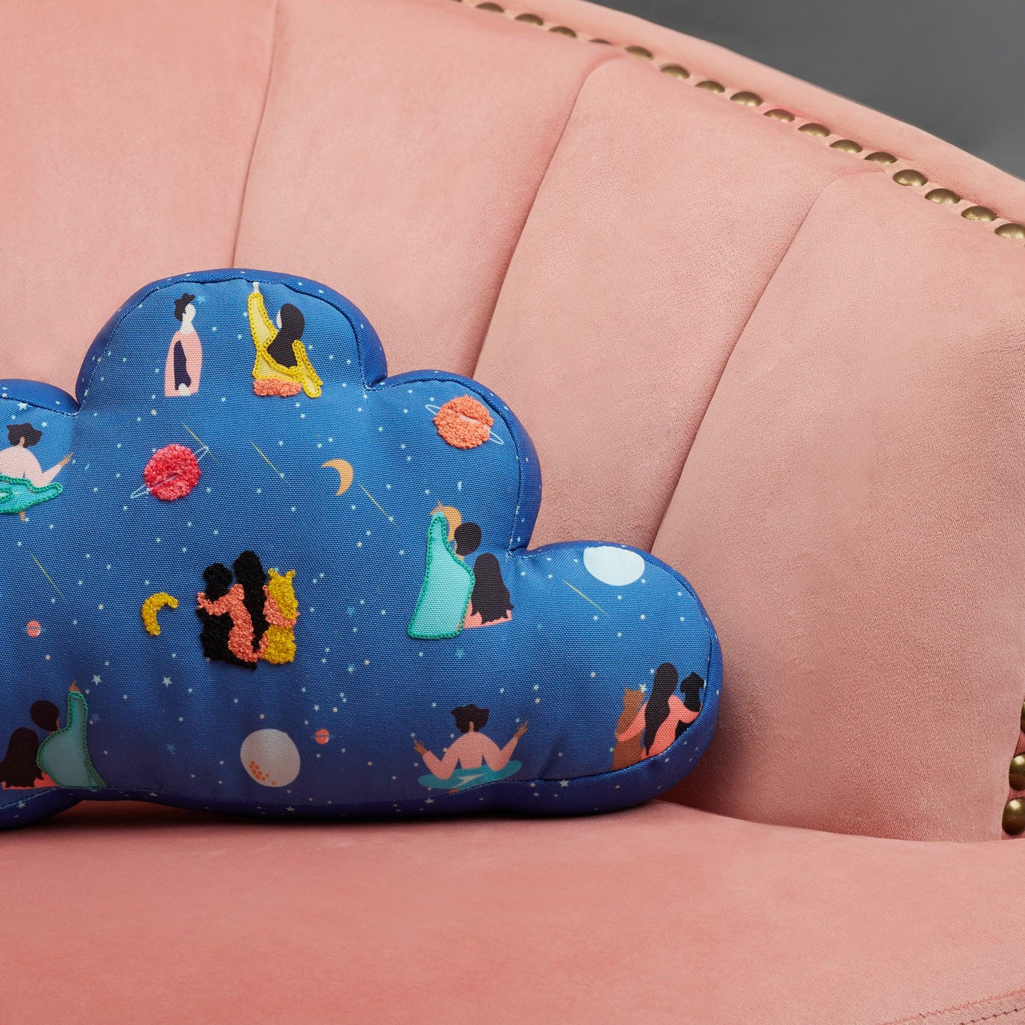 Good Life Reversible Cloud Digital Printed Shaped Cushion 40x25 Cm in Navy Colour - HomeTown