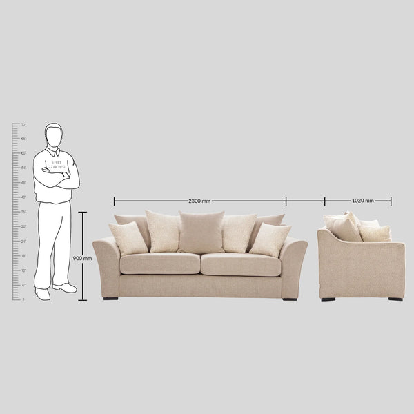 Perth Fabric 3+2 Seater Sofa in Beige Colour dimensions