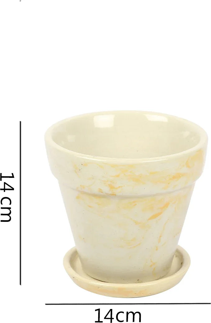 Nurturing Green Ceramic Planter 14Cm in Multi Colour - HomeTown