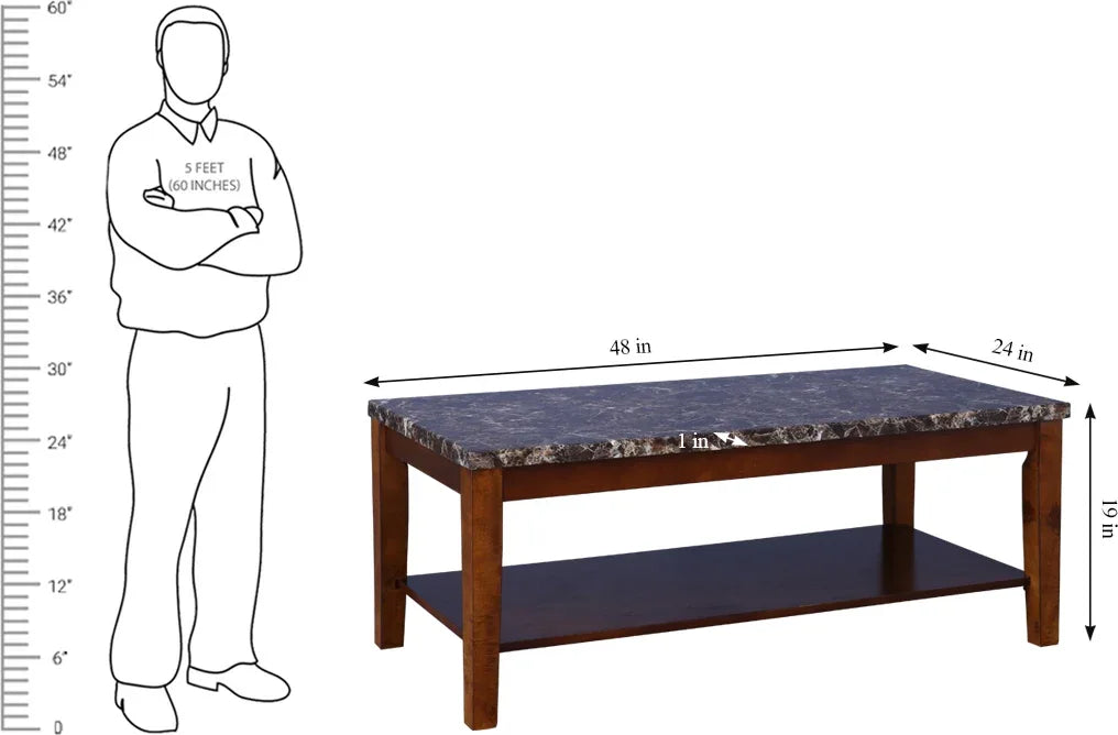 Eden Marble Finish Top Center Table in Brown Colour - HomeTown